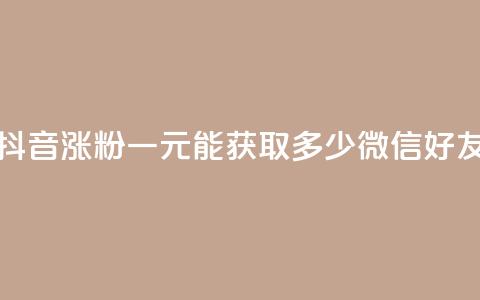 抖音涨粉一元能获取多少微信好友  第1张