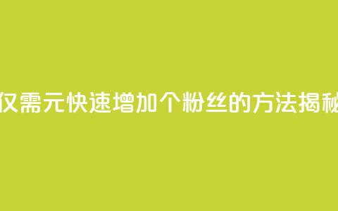 仅需1元快速增加1000个粉丝的方法揭秘 第1张 仅需1元快速增加1000个粉丝的方法揭秘 第1张