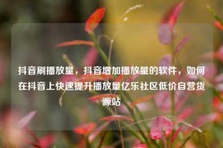 抖音刷播放量，抖音增加播放量的软件，如何在抖音上快速提升播放量亿乐社区低价自营货源站
