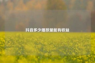 抖音多少播放量能有收益