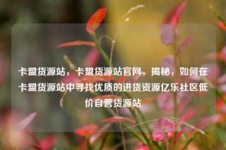 卡盟货源站，卡盟货源站官网，揭秘，如何在卡盟货源站中寻找优质的进货资源亿乐社区低价自营货源站