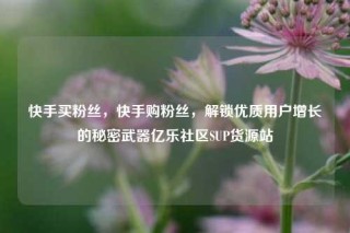 快手买粉丝，快手购粉丝，解锁优质用户增长的秘密武器亿乐社区SUP货源站