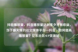抖音播放量，抖音播放量达到多少才有收益，当下最火爆的社交媒体平台—抖音，如何提高播放量？亿乐社区SUP货源站