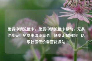 免费申请流量卡，免费申请流量卡移动，无条件享受！免费申请流量卡，畅享无限网络！亿乐社区低价自营货源站