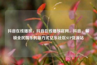 抖音在线播放，抖音在线播放官网，抖音，解锁全民娱乐的新方式亿乐社区SUP货源站