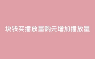 1块钱买播放量(购1元增加播放量)