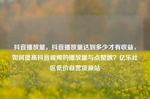 抖音播放量，抖音播放量达到多少才有收益	，如何提高抖音视频的播放量与点赞数？亿乐社区低价自营货源站  第1张