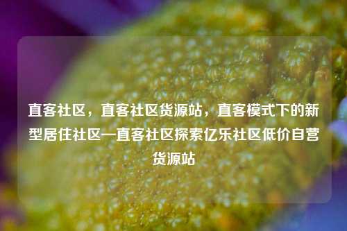 直客社区	，直客社区货源站，直客模式下的新型居住社区—直客社区探索亿乐社区低价自营货源站  第1张