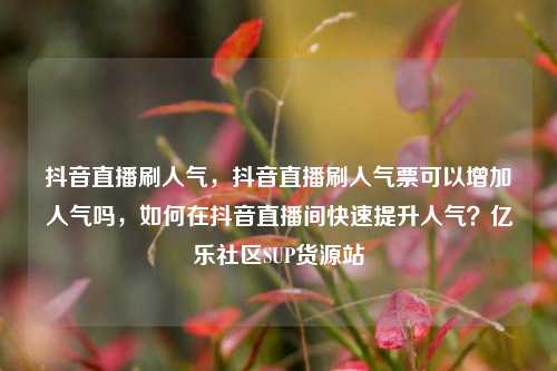 抖音直播刷人气，抖音直播刷人气票可以增加人气吗	，如何在抖音直播间快速提升人气？亿乐社区SUP货源站  第1张