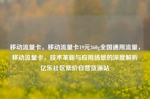 移动流量卡，移动流量卡19元360g全国通用流量，移动流量卡	，技术革新与应用场景的深度解析亿乐社区低价自营货源站  第1张